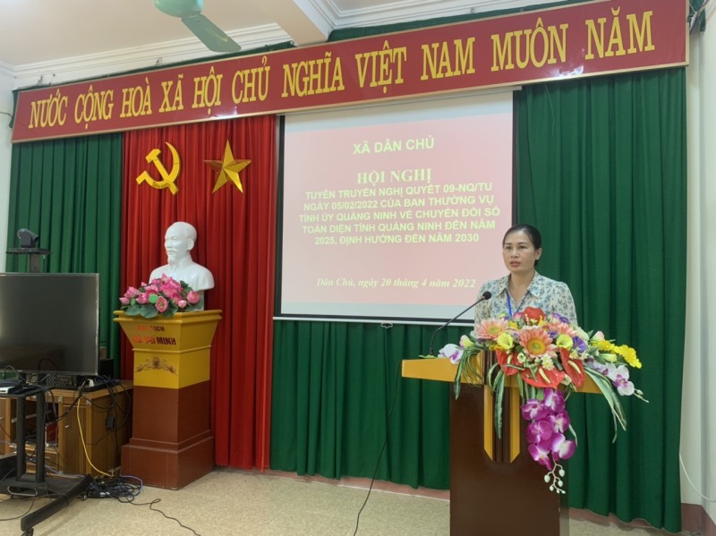 Đoàn Thanh niên xã Dân Chủ tổ chức Hội nghị tuyên truyền Nghị quyết số 09-NQ/TU ngày 05/02/2022 của Ban Thường vụ Tỉnh ủy về Chuyển đổi số toàn diện tỉnh Quảng Ninh đến năm 2025, định hướng đến năm 2030.